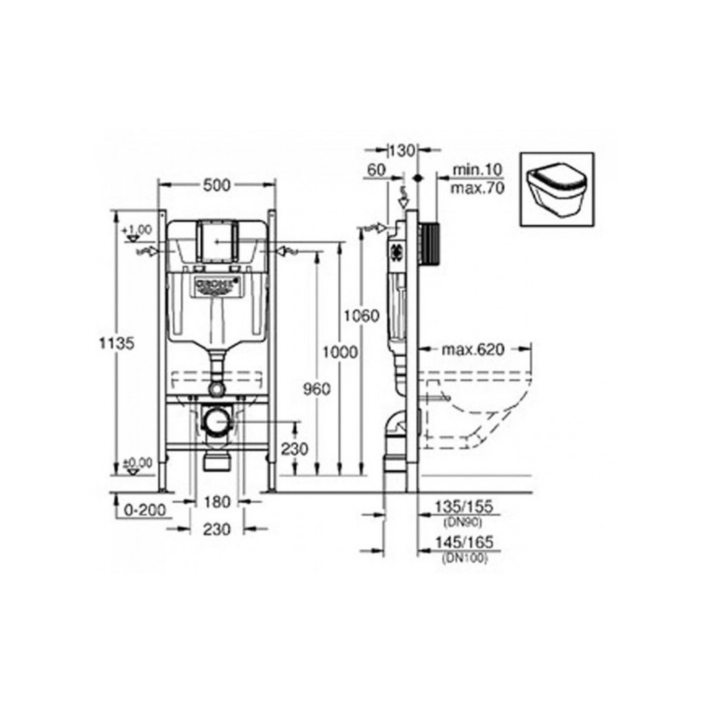 Інсталяція Grohe для унітаза 2 в 1 Rapid SL (UA388400WG)