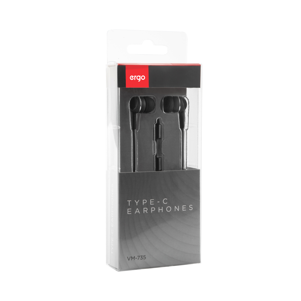 Навушники Ergo VM-735 Type-C Earphones Black (VM-735K) Навушники Ergo VM-735 Type-C Earphones Black (VM-735K)