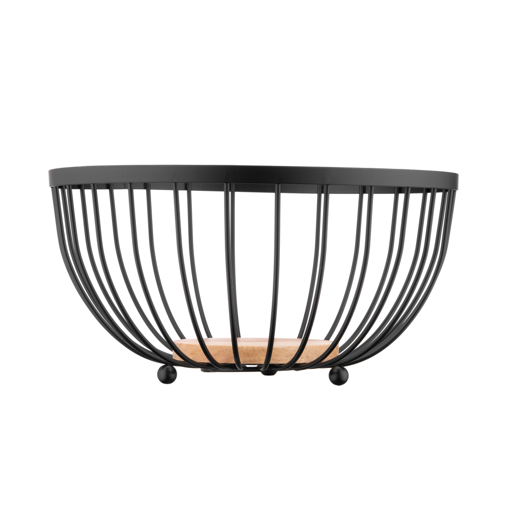 Фруктовниця Ardesto Midori 25х25х13см, метал, дерево, чорний (AR0904B)