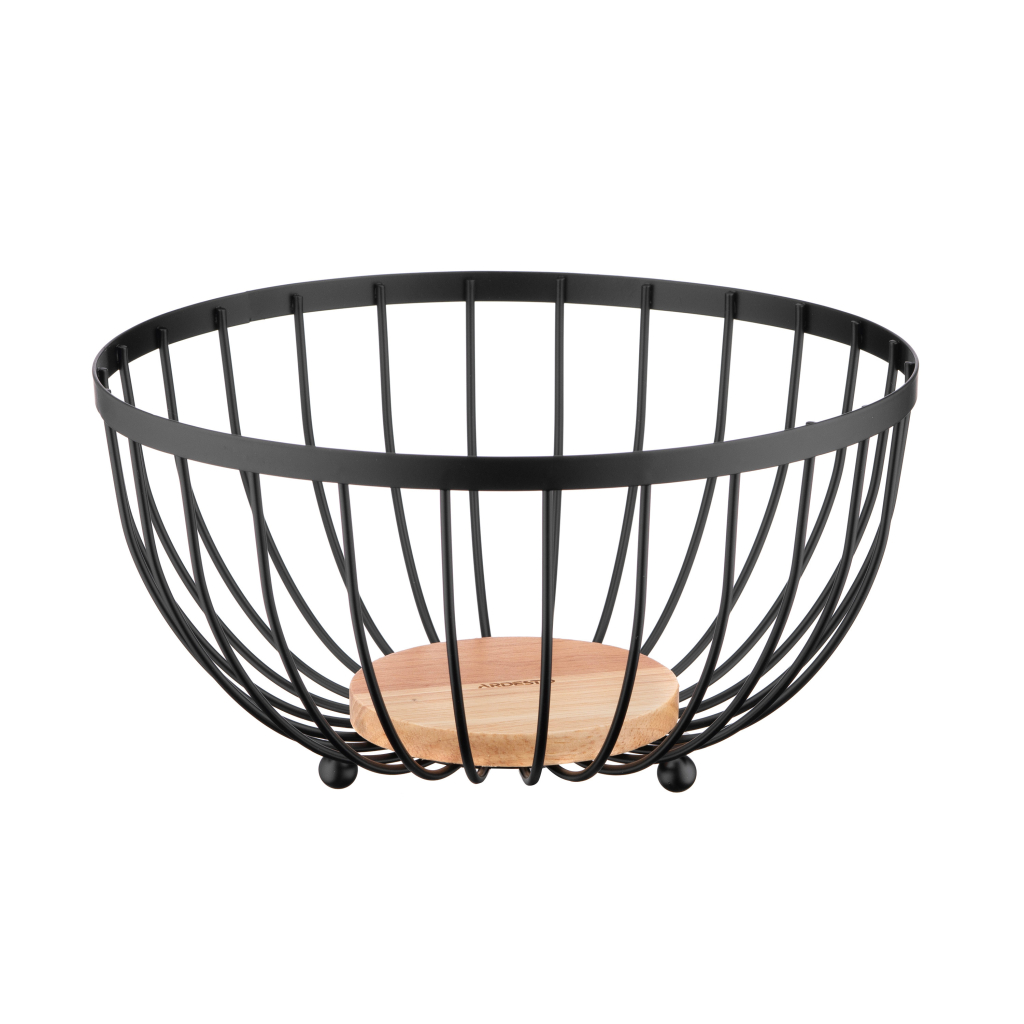 Фруктовниця Ardesto Midori 25х25х13см, метал, дерево, чорний (AR0904B)