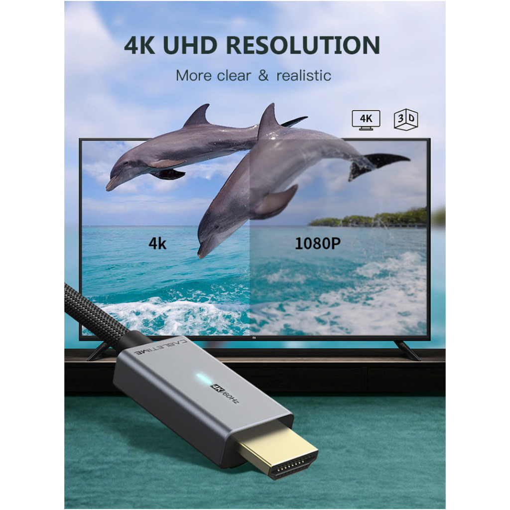 Кабель мультимедійний miniDisplayPort M to HDMI M 1.0m Cabletime (CA914593) Кабель мультимедійний miniDisplayPort M to HDMI M 1.0m Cabletime (CA914593)