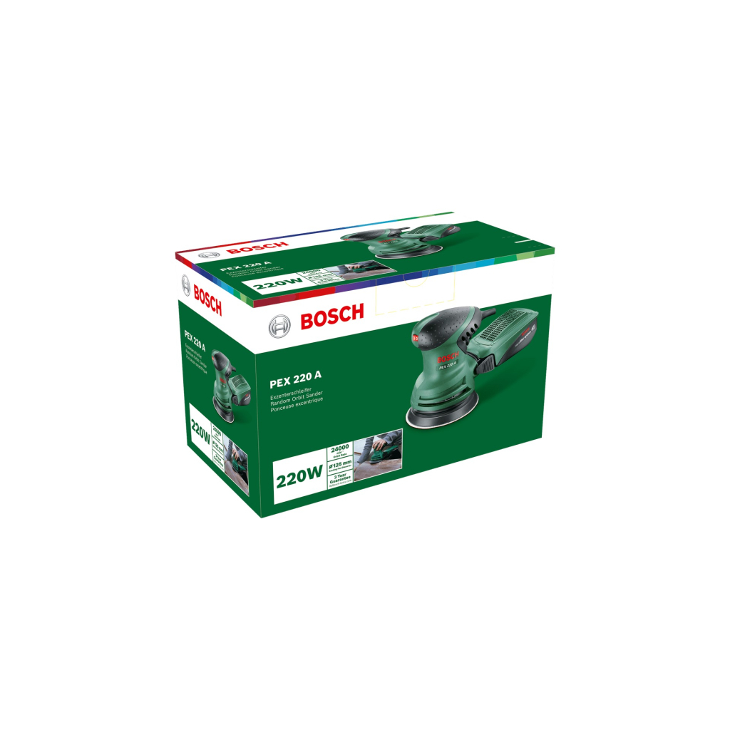 Шліфувальна машина Bosch PEX 220 A 200W, 125мм 24000об/хв, 1.2кг (0.603.378.000)