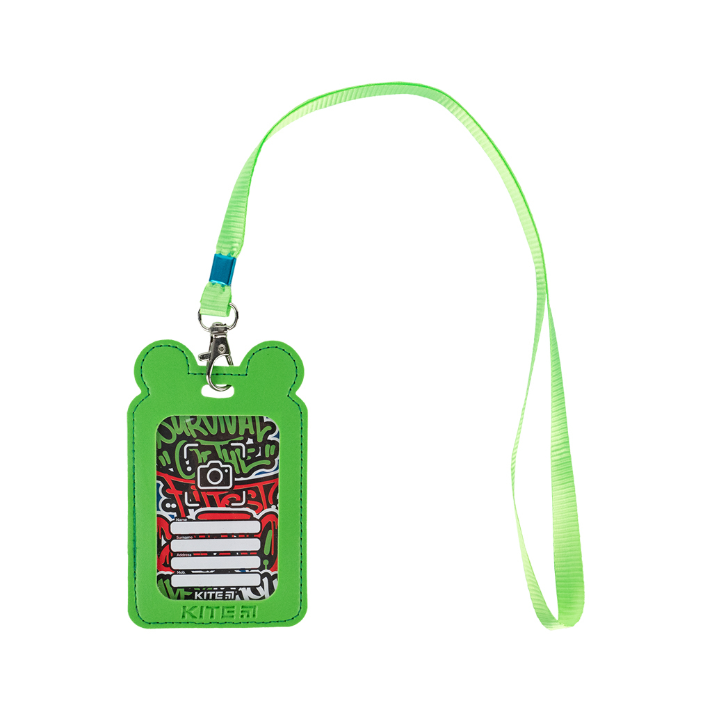Бейдж Kite вертикальний на шнурку, зелений (K24-296-2)