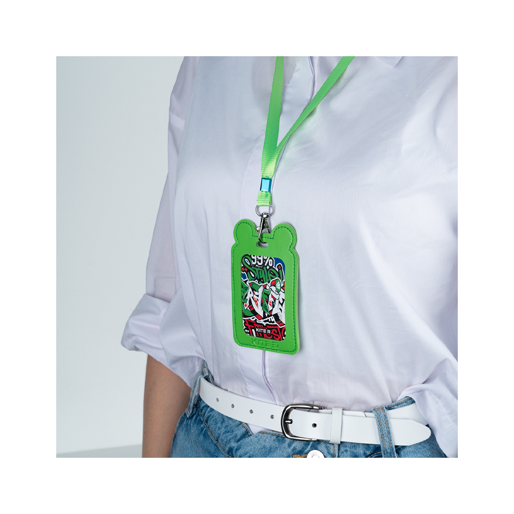 Бейдж Kite вертикальний на шнурку, зелений (K24-296-2)