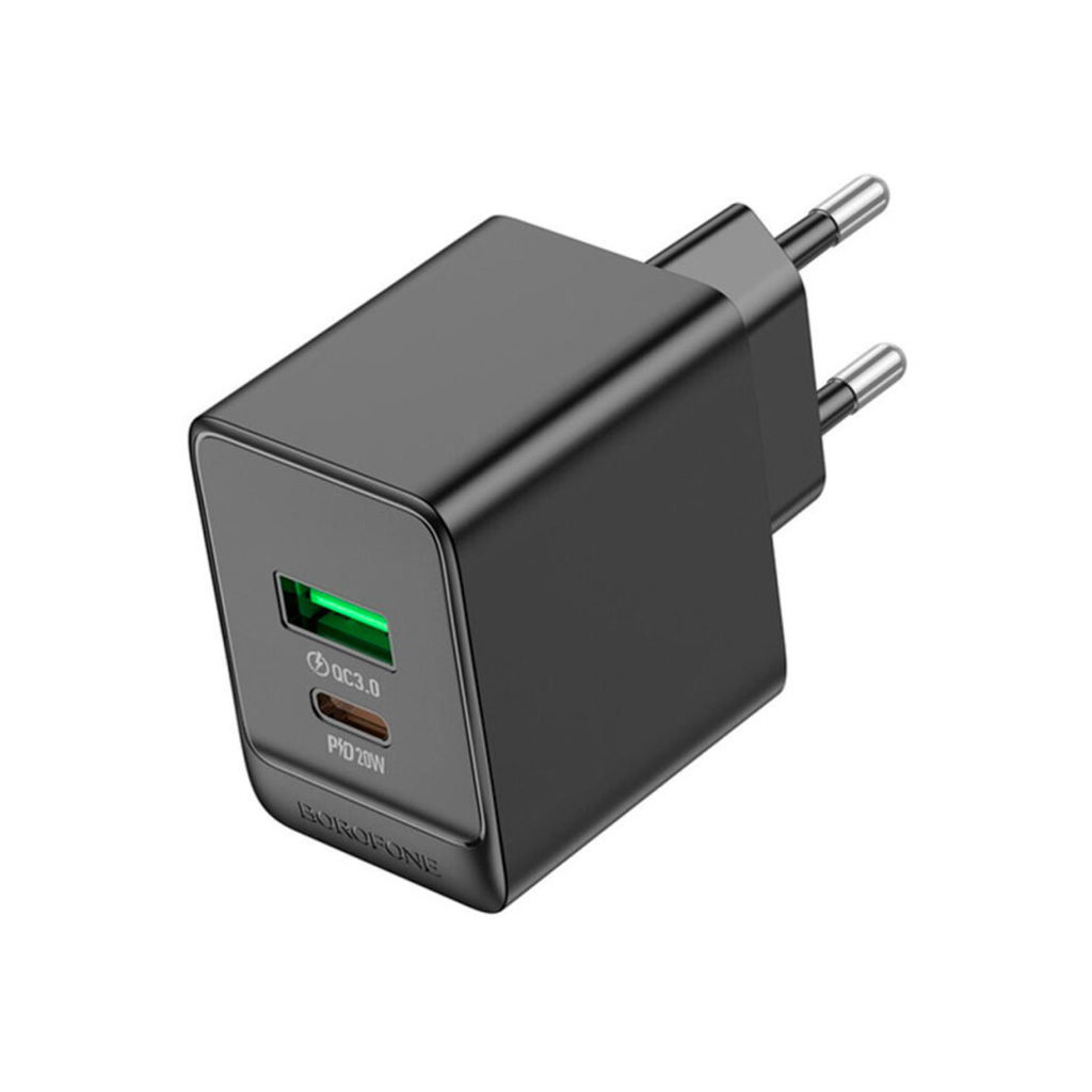Зарядний пристрій BOROFONE BAS14A Erudite 1xUSB-C PD20W + 1xUSB QC3.0 Black (6941991104947)