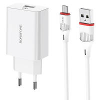 Зарядний пристрій BOROFONE BA21A USB + cable USB to Micro 5P 10.5W White (BA21A/MW)