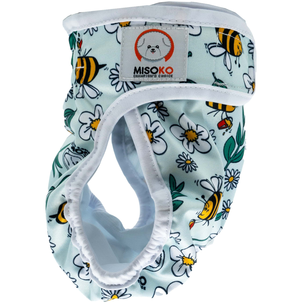 Підгузки для тварин MISOKO&CO багаторазові для собак-сук, з бджолами, XXL 1 шт. світло-блакитні (HAINMSK63946)