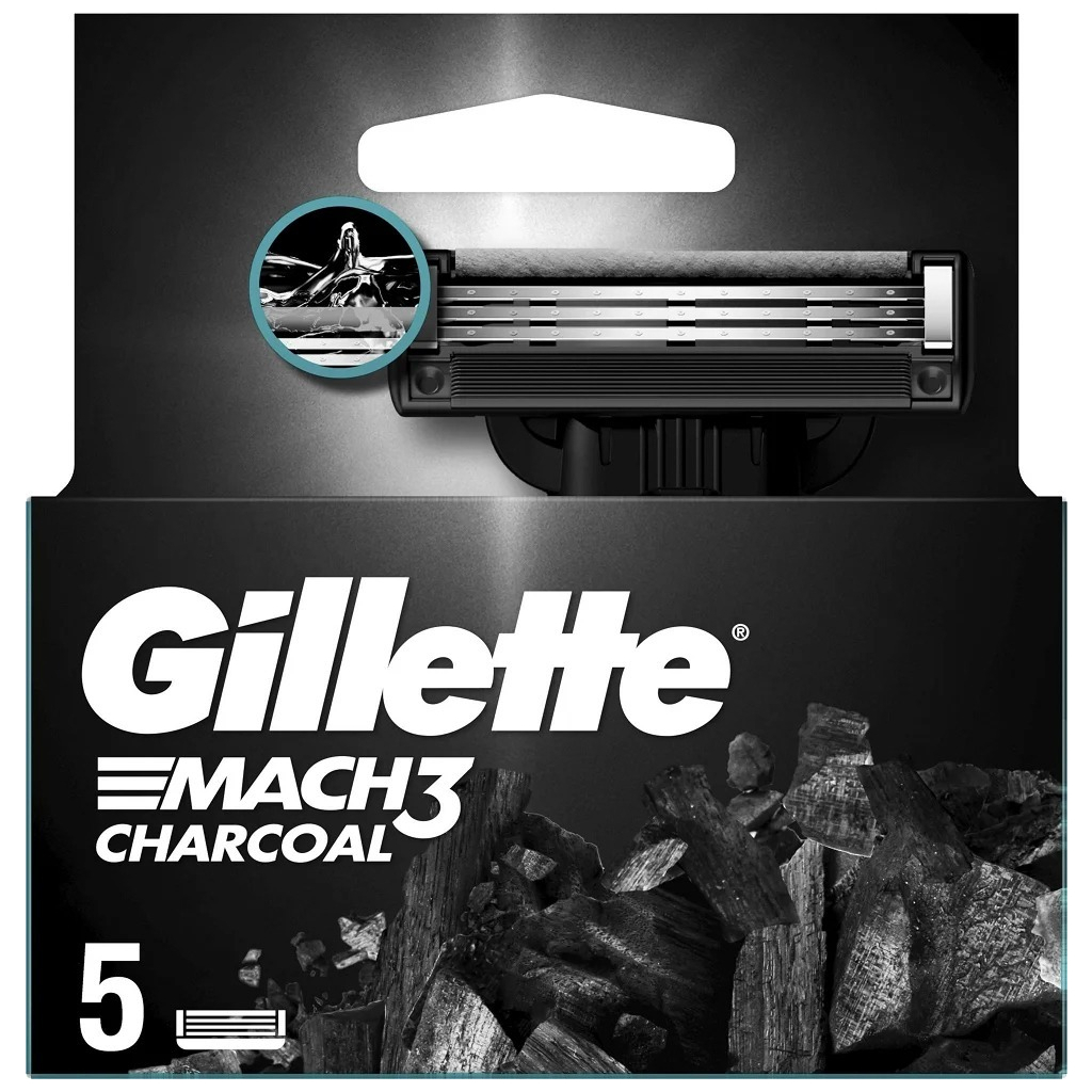 Змінні касети Gillette Mach3 Charcoal Деревне вугілля 5 шт. (8700216062770)