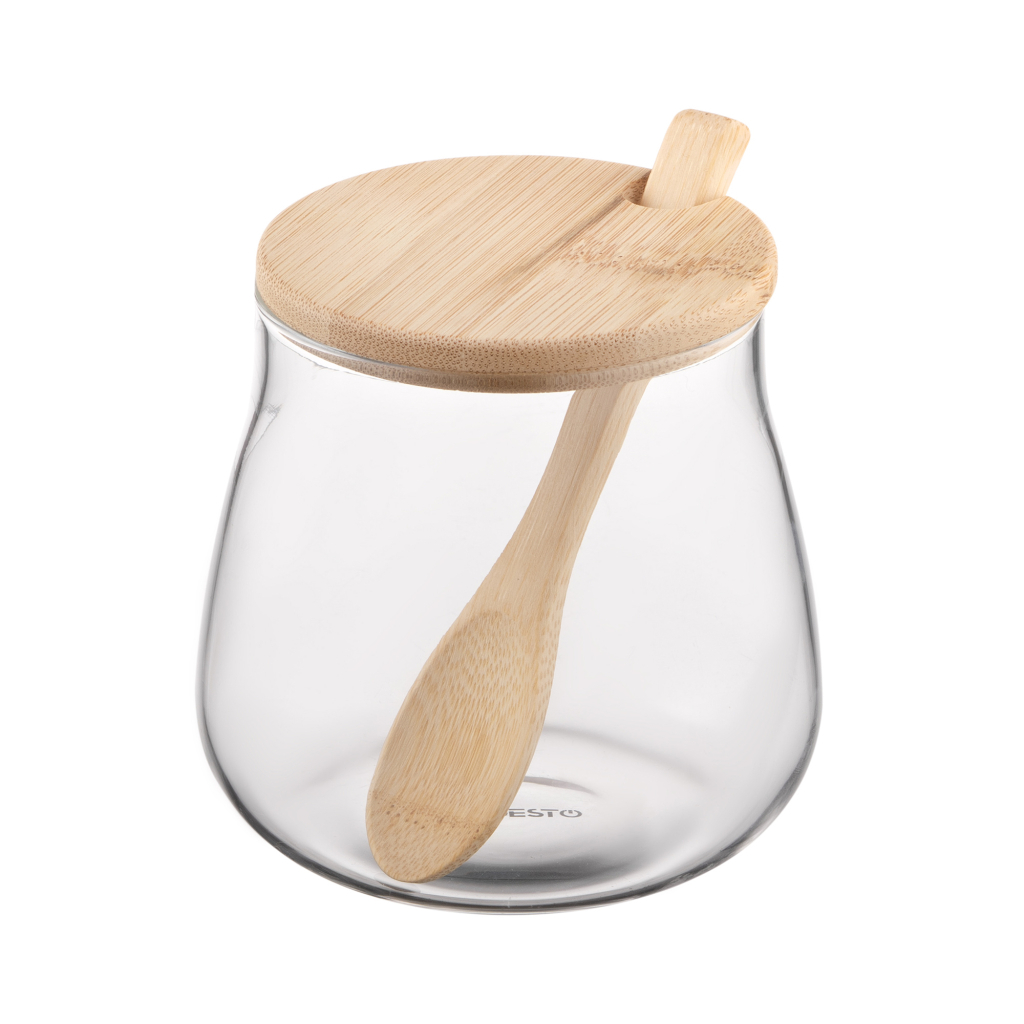 Ємність для сипучих продуктів Ardesto Midori Sugar 500мл, скло, бамбук, прозорий (AR1350BHB)