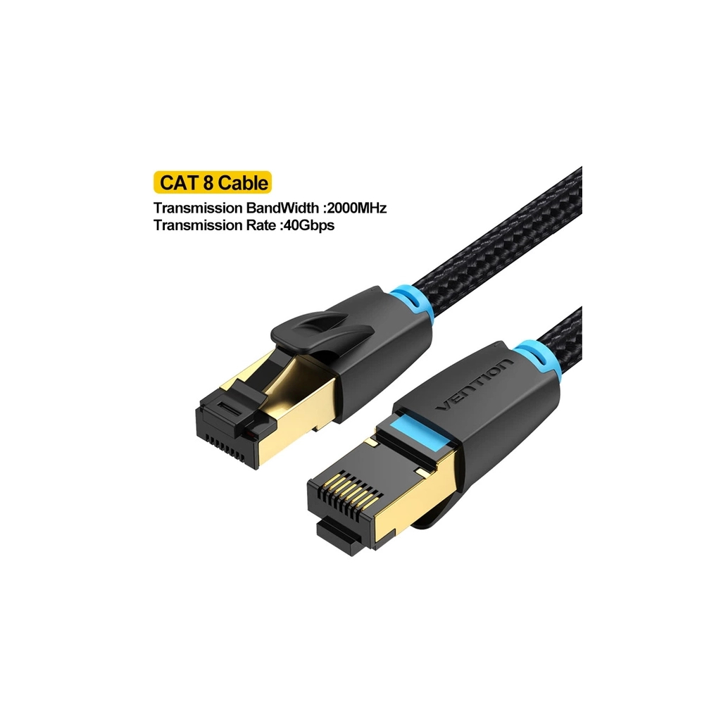 Патч-корд 3м, S/FTP cat 8 RJ-45 black Vention (IKGBI)