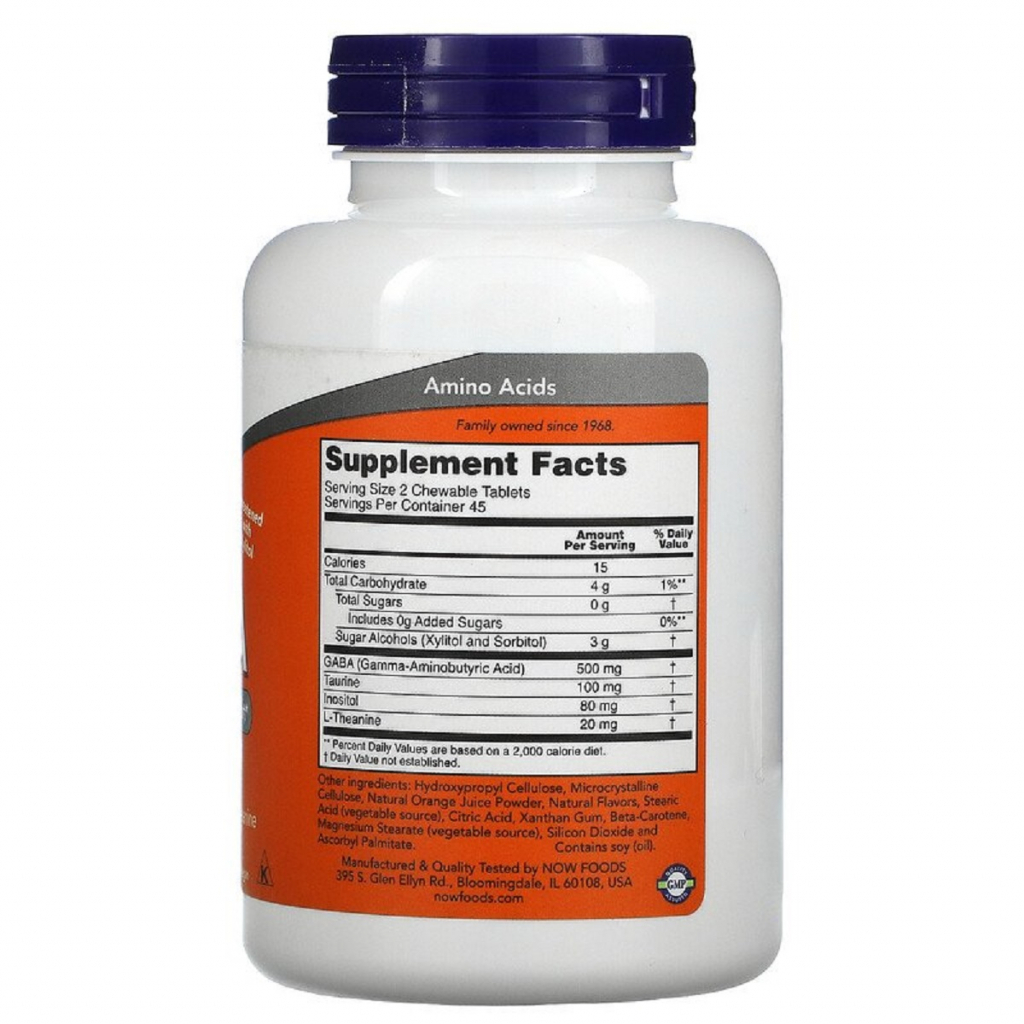 Амінокислота Now Foods GABA (гамма-аміномасляна кислота), Цитрусовий Смак, 250 м (NOW-00082)