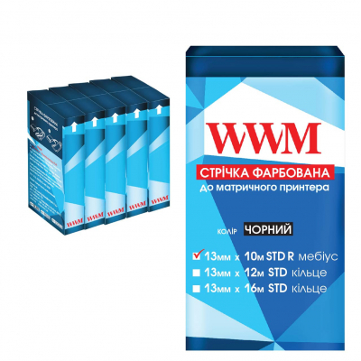 Tape for printers 13mm x 10m STD p. Black*5pcs WWM (R13.10SR5)