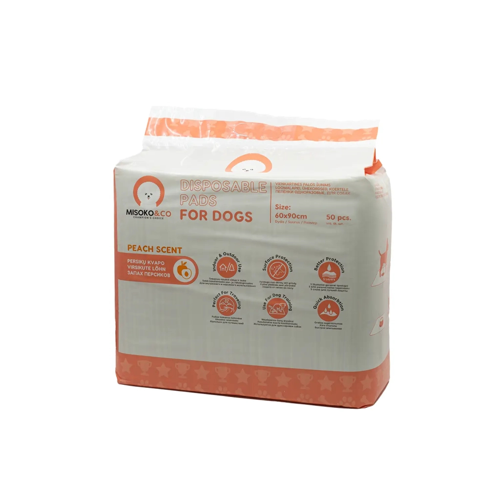Пелюшки для собак MISOKO&CO з ароматом персика 60х90 см 50 шт (SHAMSK63135_50)