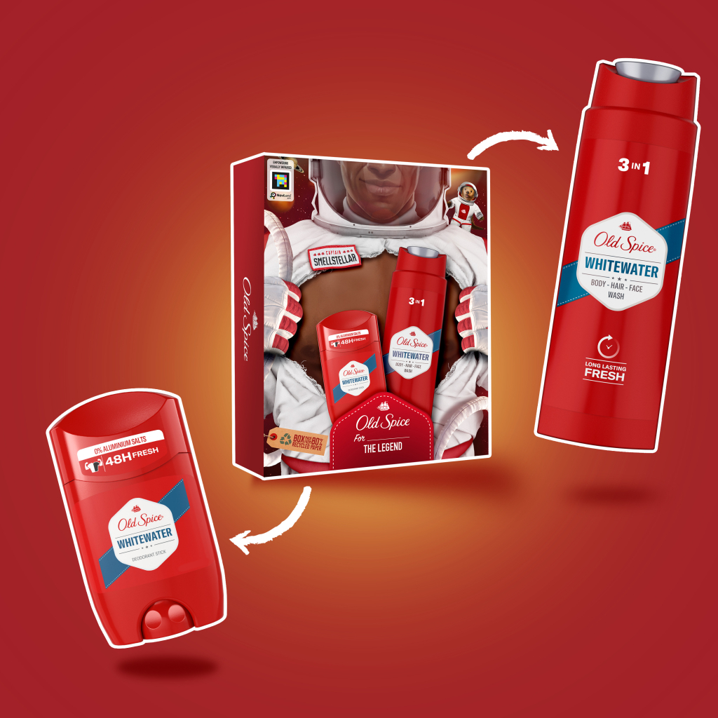 Набір косметики Old Spice Astronaut Whitewater: Гель для душу 3-в-1 250 мл + Твердий дезодорант 50 мл (8700216131766)