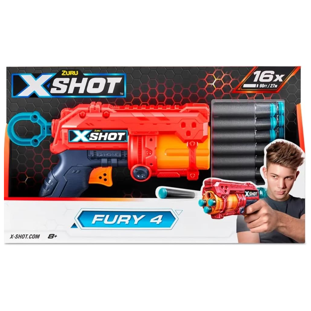 Іграшкова зброя Zuru X-Shot Red Швидкострільний бластер EXCEL FURY 4 (16 патронів) (36377R)