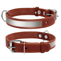 Collar for animals Collar with reflective tape W 20 mm L 32-40 cm brown (01556)