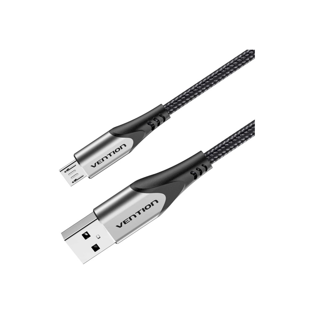 Дата кабель USB 2.0 AM to Micro 5P 0.25m 3.0A (18W) PVC Gray Aluminum Alloy Vention (COAHC)