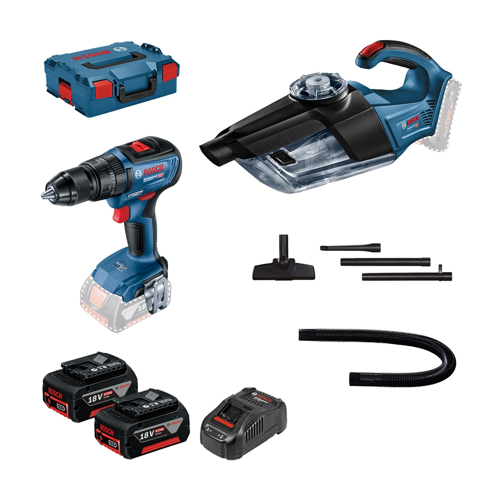 Набір електроіструментів Bosch 18V GSR 18V-50, GAS 18V-1, 2x5Ah, кейс (0.615.990.M44)