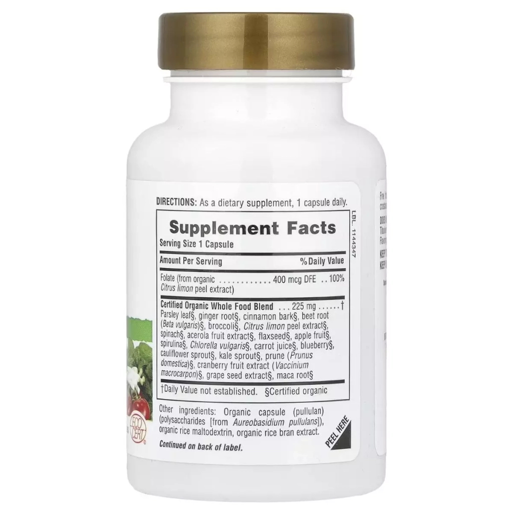 Вітамін Natures Plus Фолат, 400 мкг, Folate, Source of Life Garden, 60 вегетаріанських капсул (NAP-30751)