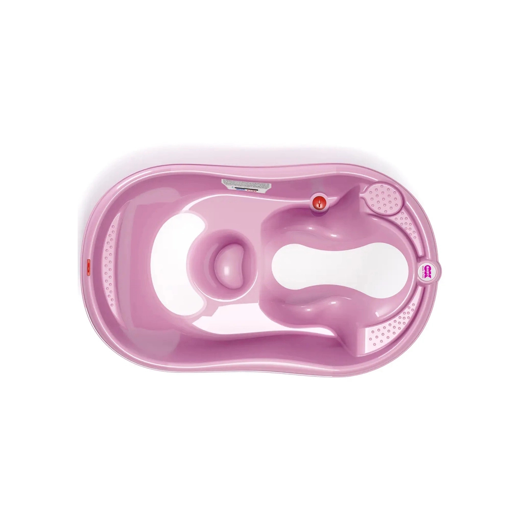 Ванночка Ok Baby Onda Evolution з анатомічною гіркою та термодатчиком, рожевий (38081400)