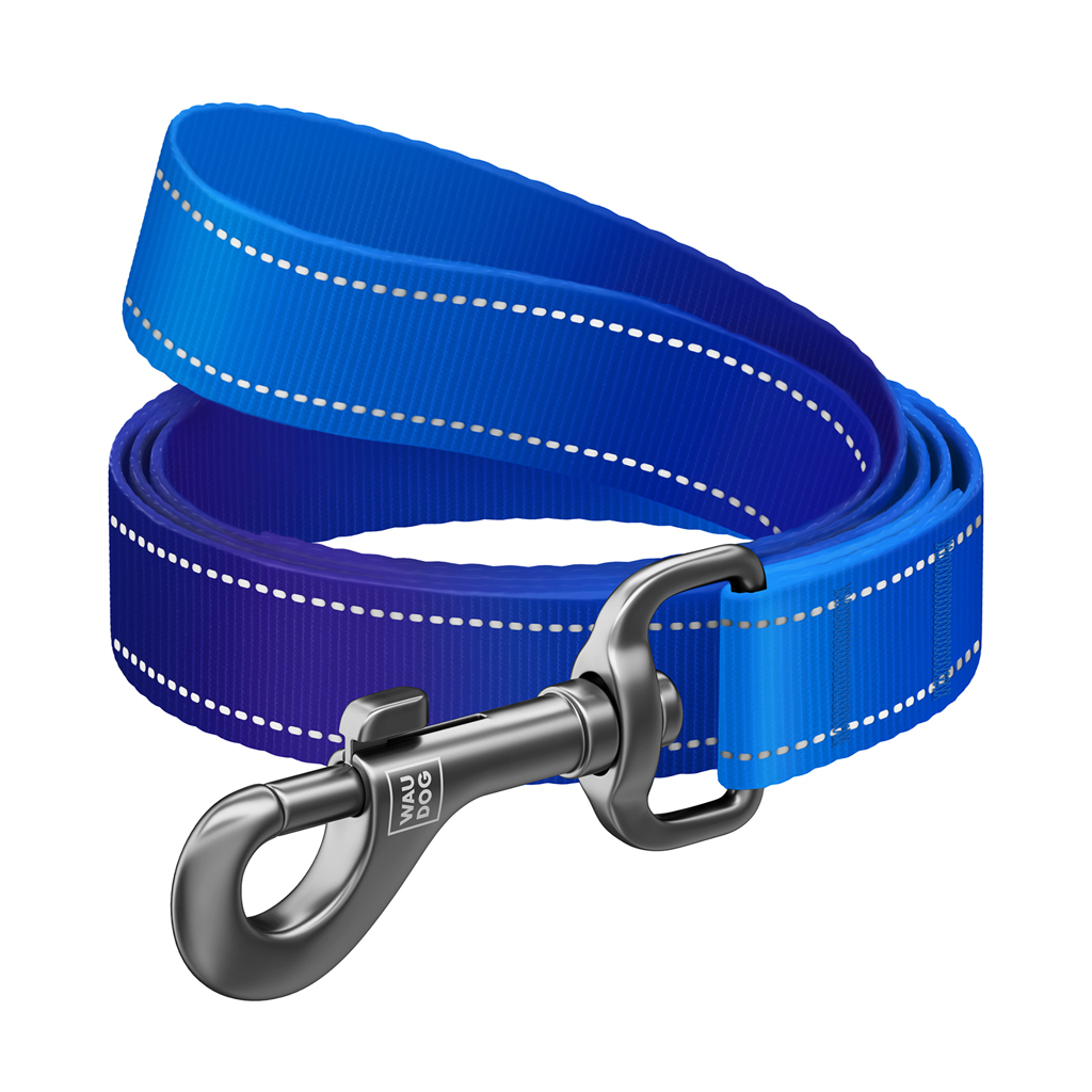 Повідець для собак WAUDOG Nylon Mono світловідбивний, S, Ш 15 мм, Д 300 см, синій (464312)