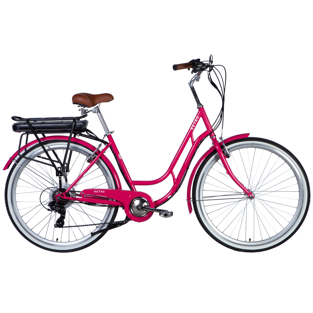 Електровелосипед Dorozhnik 28" RETRO DD рама-19" 36B 12.5А*г 250Вт рожевий 2025 (ELB-D-28-090)