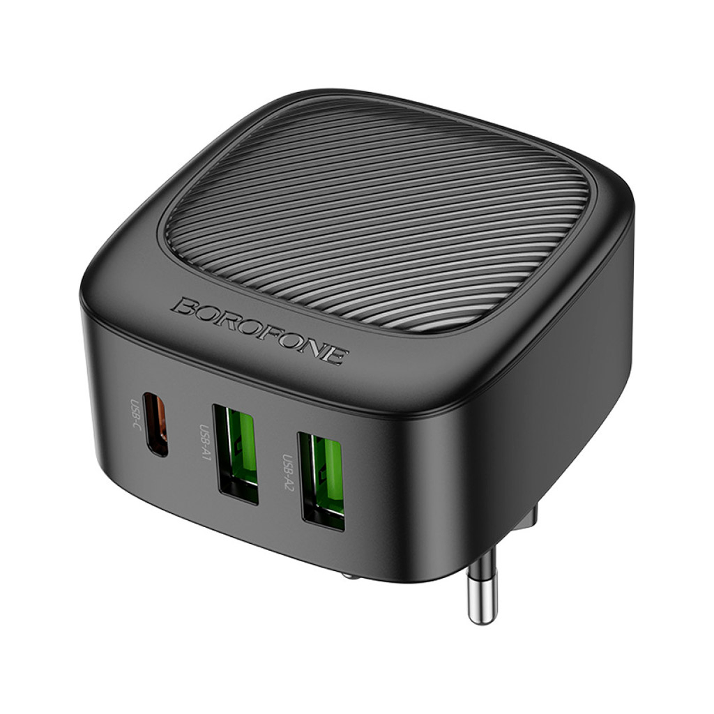 Зарядний пристрій BOROFONE BAS23A Lucky 1xUSB-C + 2xUSB PD30W Black (6941991109386)