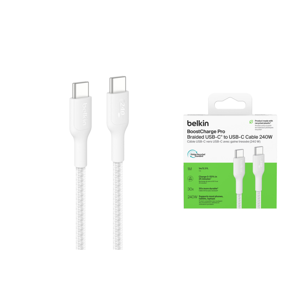 Дата кабель USB-C to USB-C 1.0m 240W white Belkin (CAB025HQ1MWH) Дата кабель USB-C to USB-C 1.0m 240W white Belkin (CAB025HQ1MWH)