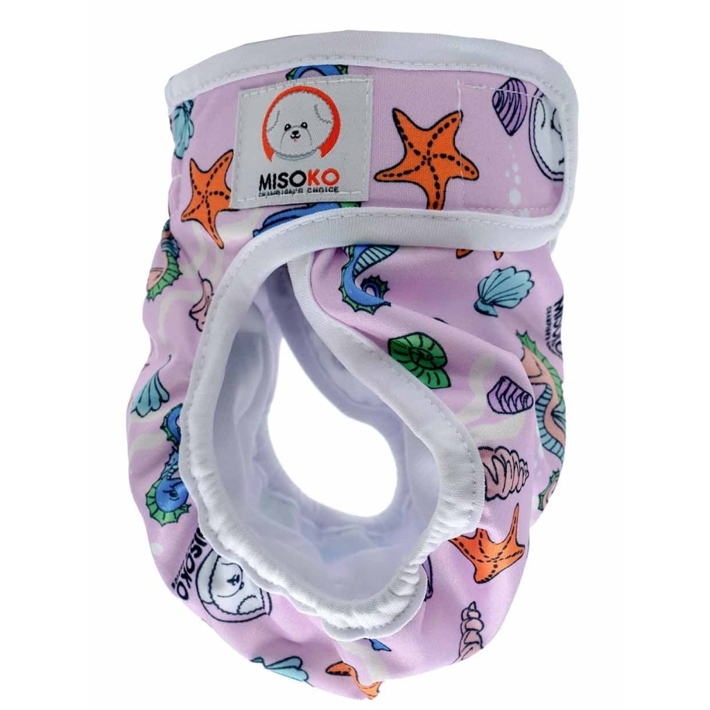 Підгузки для тварин MISOKO&CO багаторазові для собак-сук, з морськими кониками S 1 шт. рожеві (HAINMSK63937)