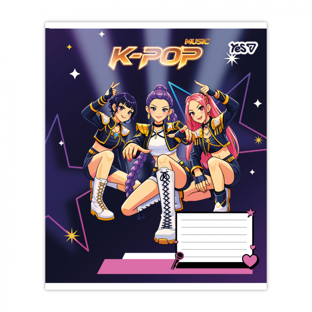 Зошит Yes K-POP musik А5 24 аркушів клітинка (768952) Зошит Yes K-POP musik А5 24 аркушів клітинка (768952)