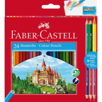 Олівці кольорові Faber-Castell 24 кольори "Замок" + 3 двоколірні олівці + стругачка, (110324) (5515)