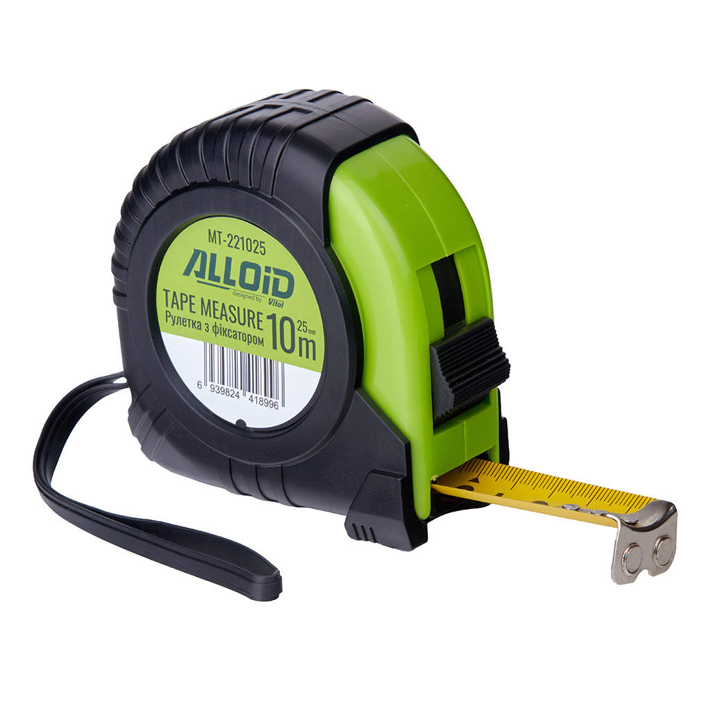 Рулетка Alloid Base, з фіксатором, 10м×25мм (MT-221025) Рулетка Alloid Base, з фіксатором, 10м×25мм (MT-221025)