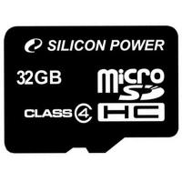 Карта пам'яті Silicon Power 32Gb microSDHC class 4 (SP032GBSTH004V10)