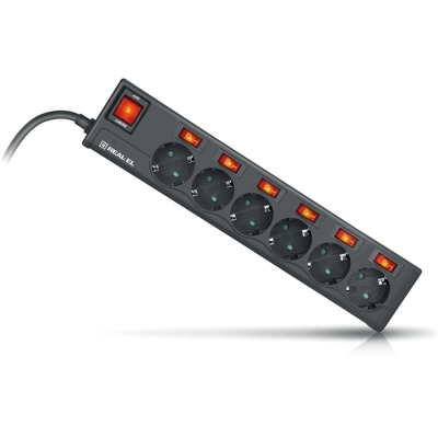 Мережевий фільтр живлення REAL-EL RS-6 EXTRA 3m, black (EL122300002)