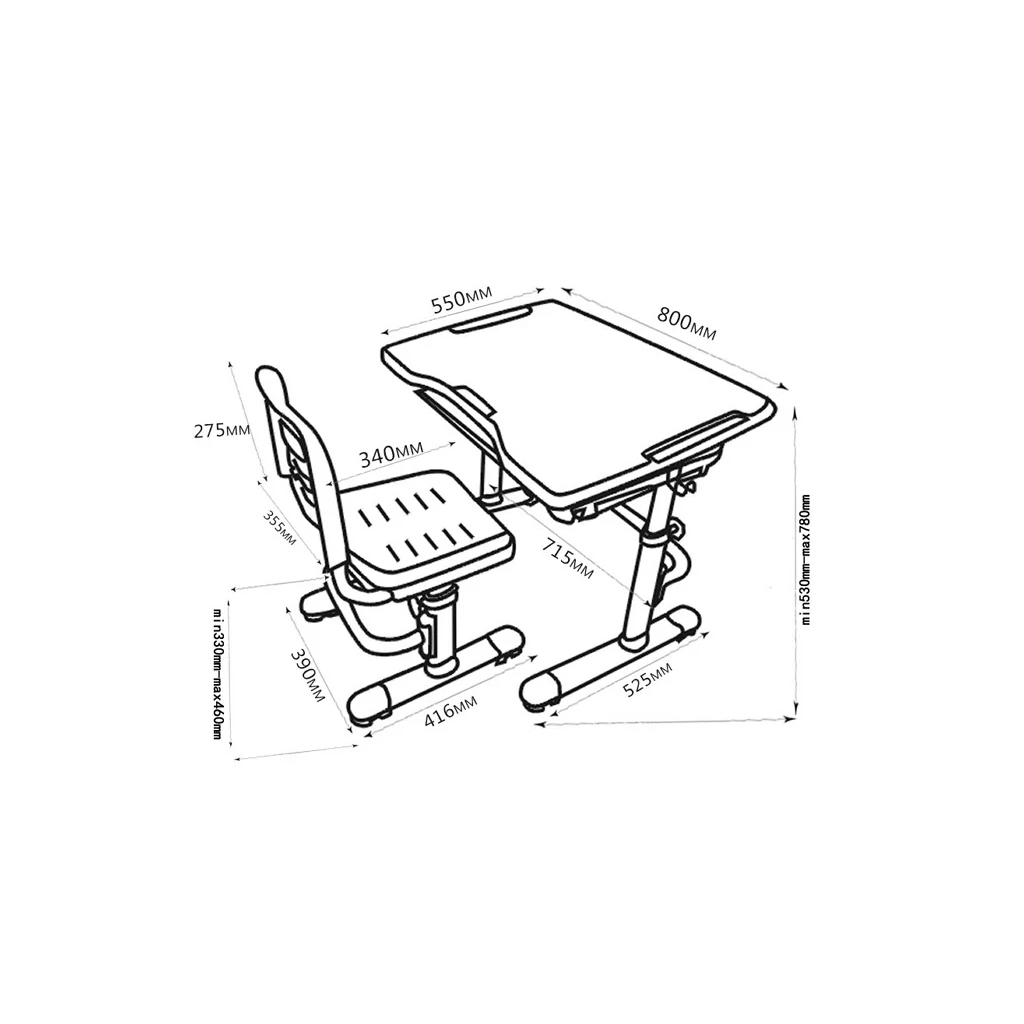 Парта зі стільцем FunDesk Vivo Pink (221895)