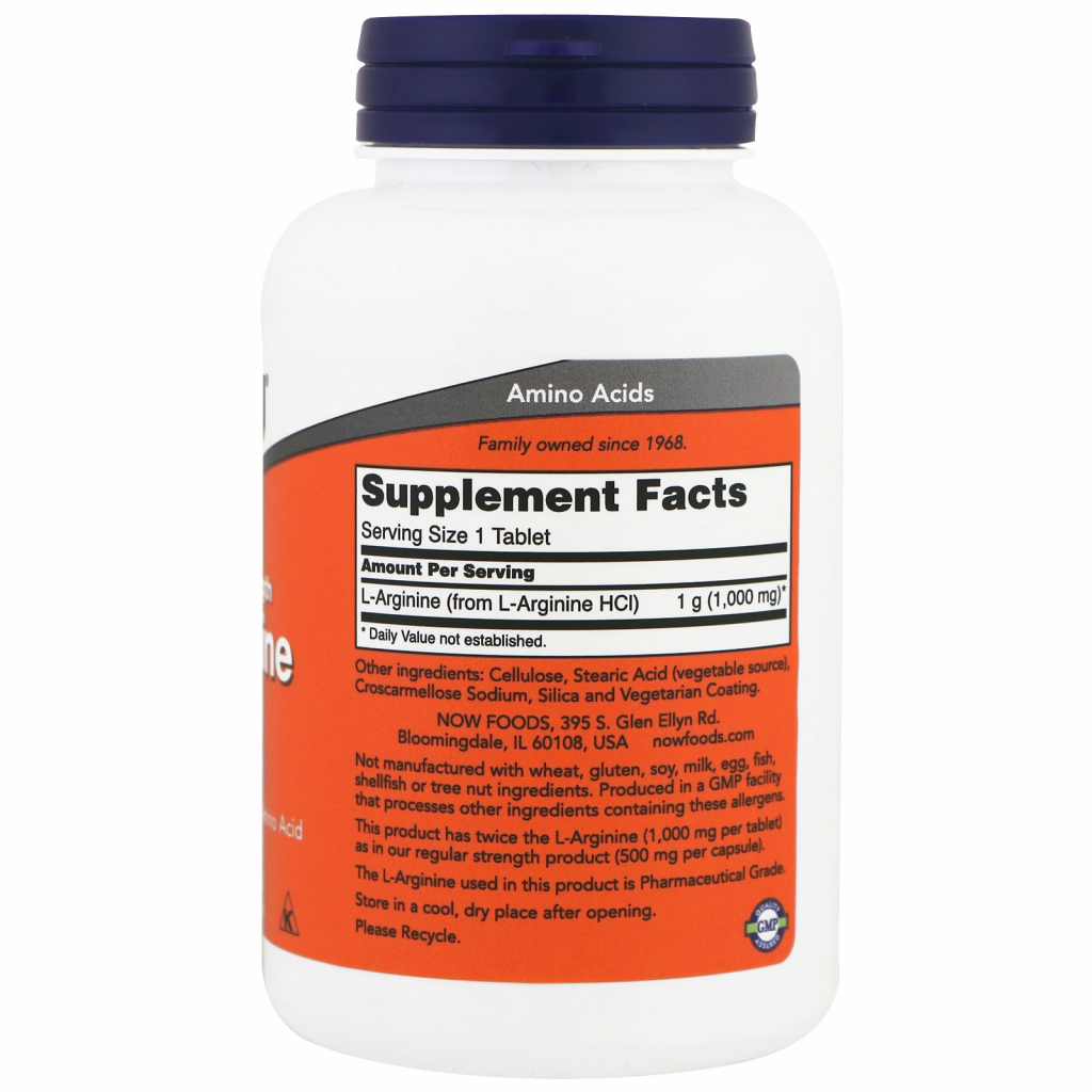 Амінокислота Now Foods L-Аргінін 1000 мг, 120 таблеток (NOW-00035)