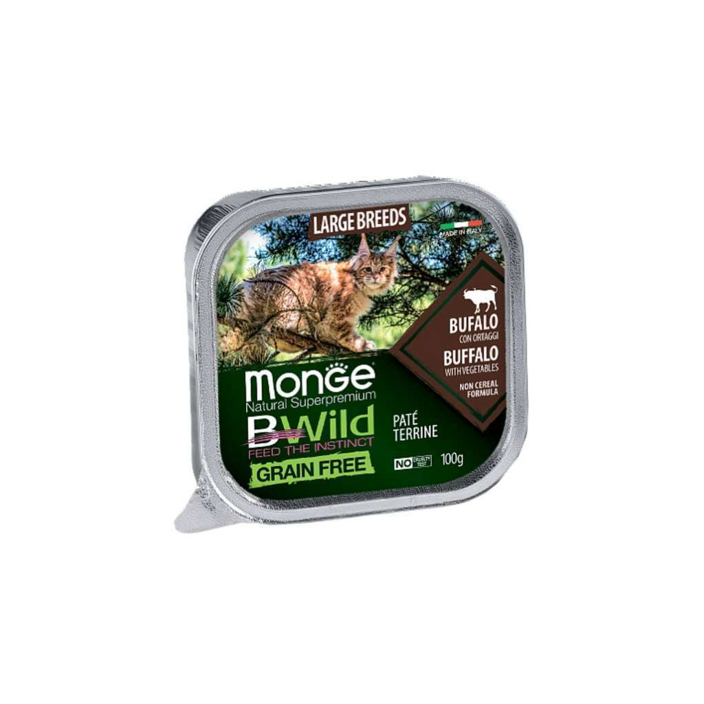 Паштет для котів Monge BWild Grain Free Wet Buffalo Large Breeds 100 г (8009470012850)