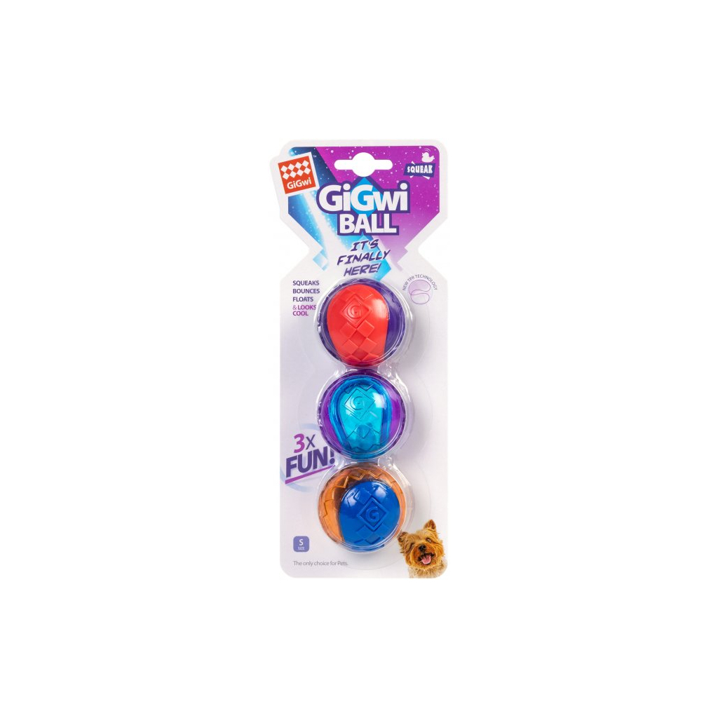 Іграшка для собак GiGwi Ball Три м'ячі з пищалкою 5 см (2323)