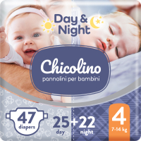 Підгузки Chicolino Combi Small + Night Small Розмір 4 (7-14 кг) 47 шт (4823098411741)