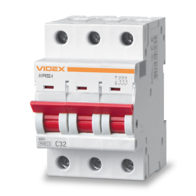 Автоматичний вимикач Videx RS4 RESIST 3п 32А С 4,5кА (VF-RS4-AV3C32)