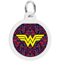 Address book for animals WAUDOG Smart ID with QR passport "Wonder Woman 3", circle 25 mm (0625-1018ru-eng)
