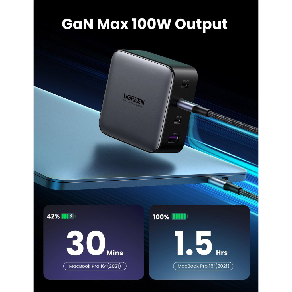 Зарядний пристрій Ugreen 4xUSB 100W GAN (USB-A+3*USB-C) Tech Fast Charger CD226 Grey (90575) Зарядний пристрій Ugreen 4xUSB 100W GAN (USB-A+3*USB-C) Tech Fast Charger CD226 Grey (90575)