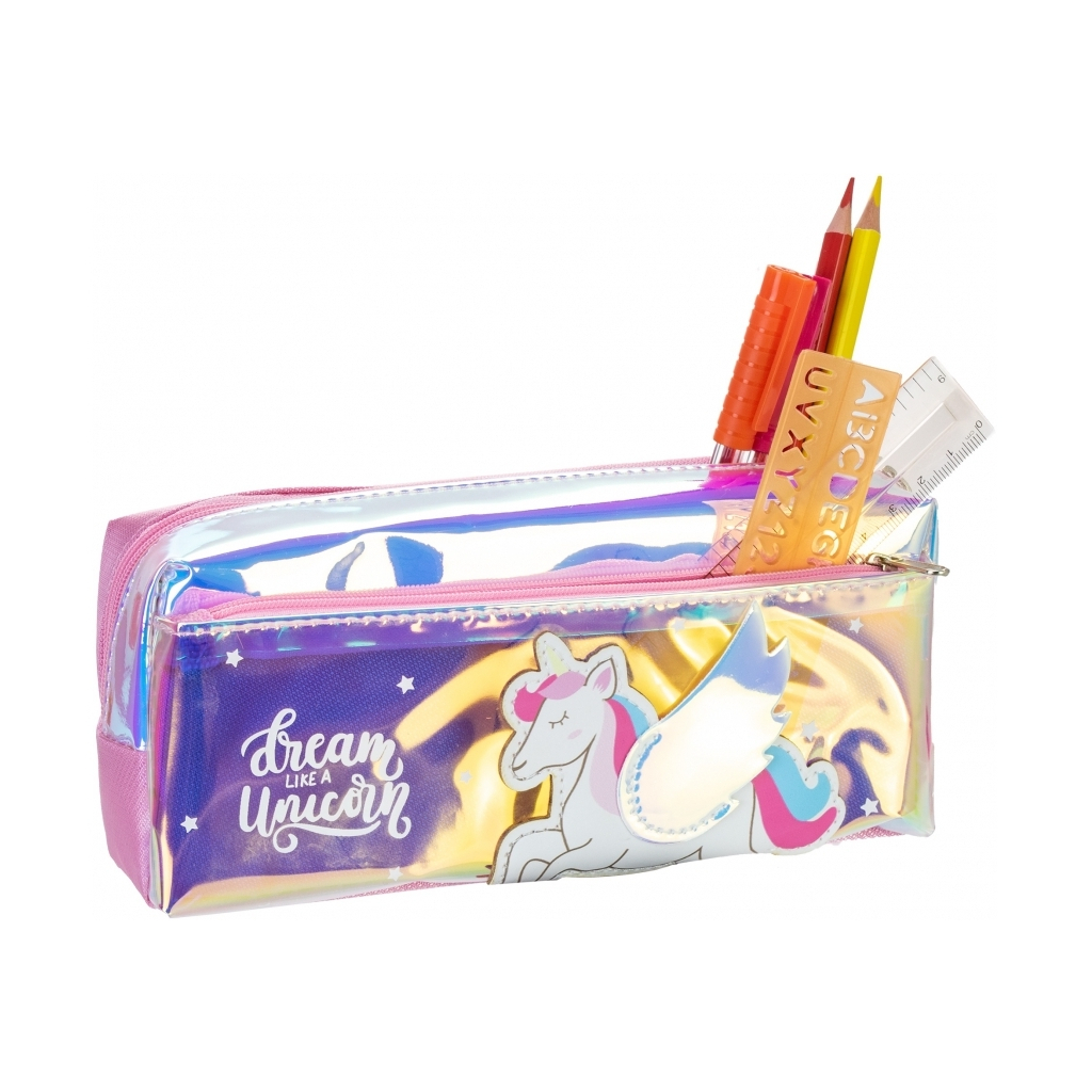 Пенал Cool For School голографічний 2 відділення Dream like a Unicorn рожевий (CF86959)