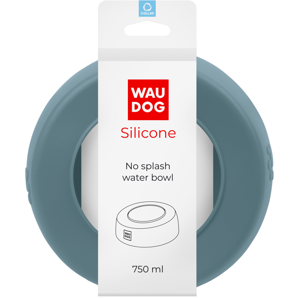 Посуд для собак WAUDOG Silicone Миска-непроливайка 750 мл сіра (507811)
