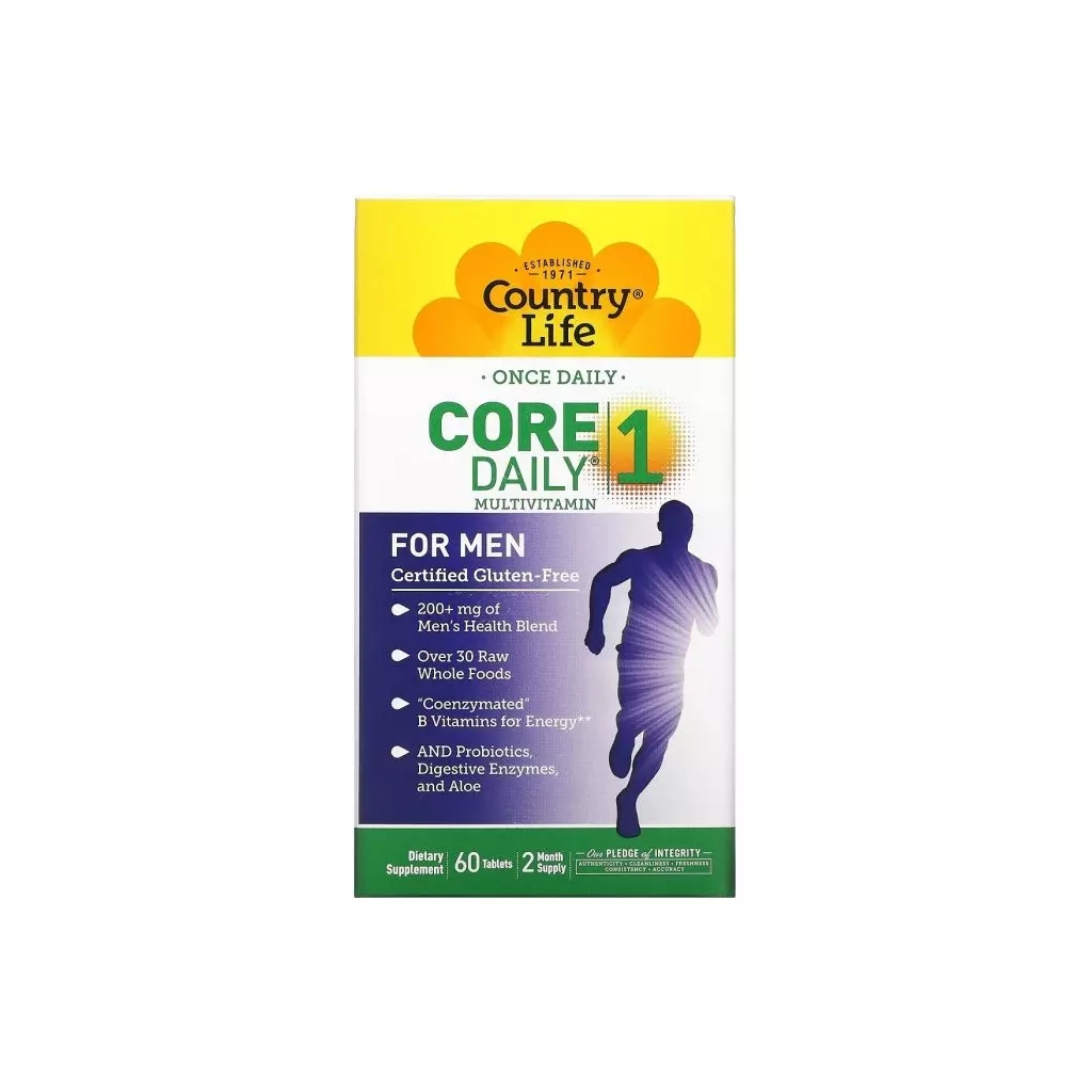 Мультивітамін Country Life Мультивітаміни для Чоловіків, Core Daily-1 for Men, 60 таблеток (CLF-08190)
