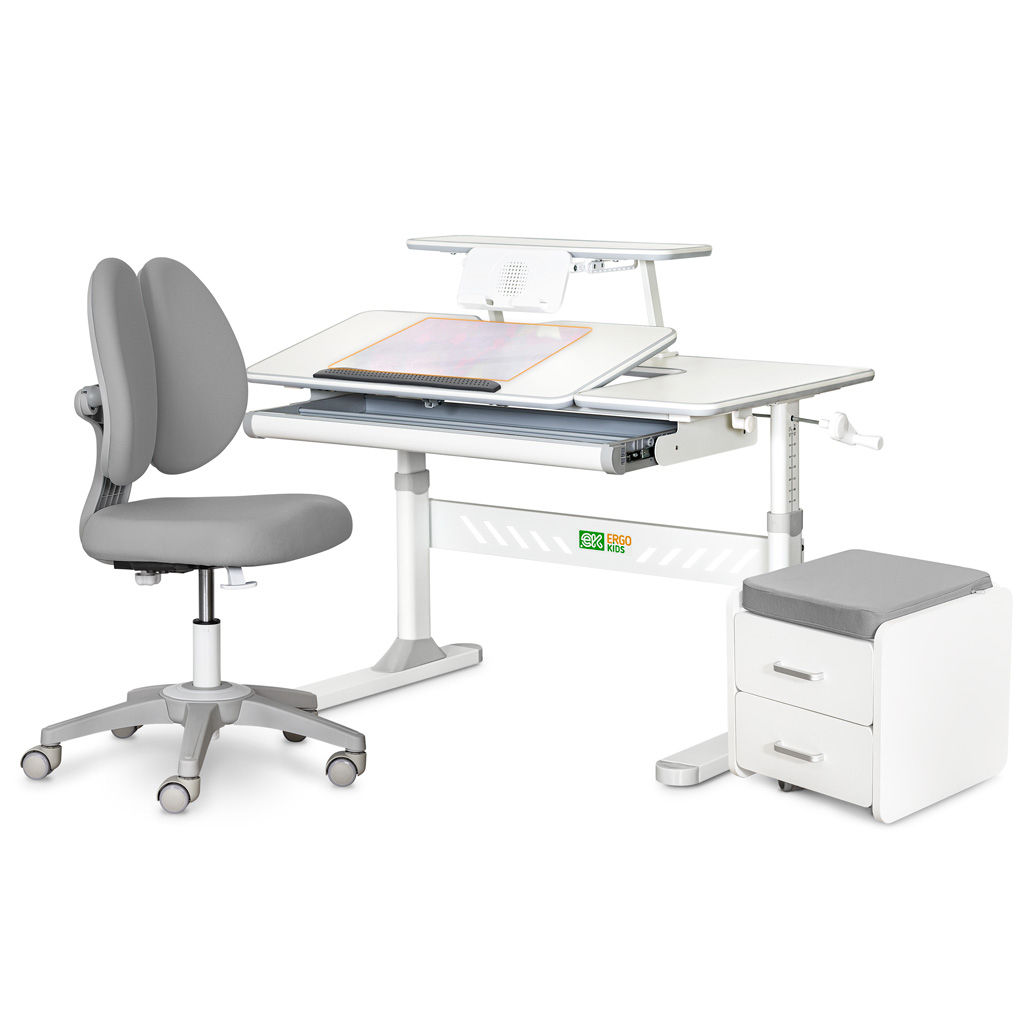 Парта з кріслом ErgoKids (L) Grey + тумба (TH-320 + Y-412 Lite + BD C3_GREY) Парта з кріслом ErgoKids (L) Grey + тумба (TH-320 + Y-412 Lite + BD C3_GREY)