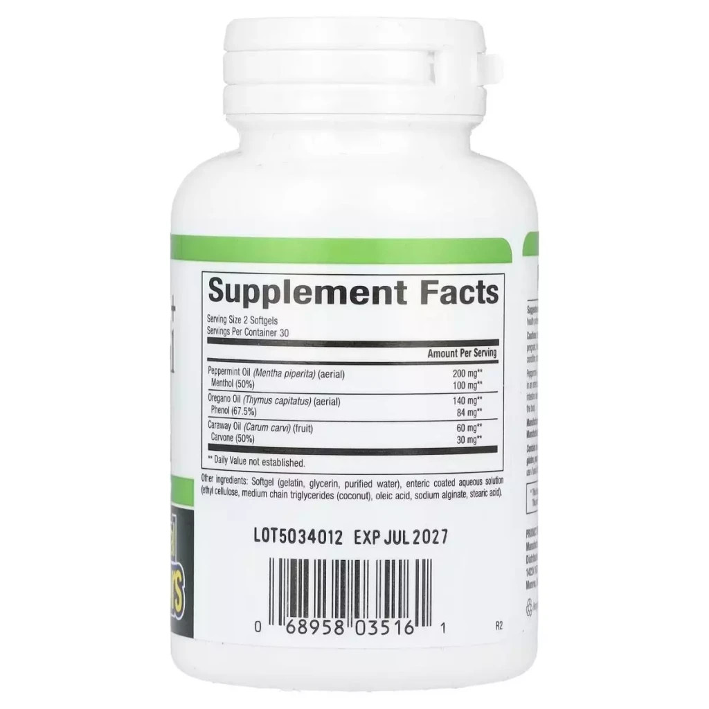 Трави Natural Factors Олія перцевої м'яти, орегано та кмину, Peppermint+Oregano Oil Complex (NFS-03516)
