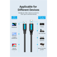 Кабель для принтера USB-C 2.0 to BM 2.0m 2.4А 480Mbps Vention (CQUBH)