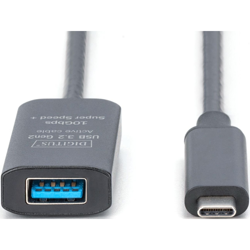 Дата кабель USB-С Male to USB-A Female 10.0m USB3.2 Gen2 Active 10G Digitus (DA-73113)