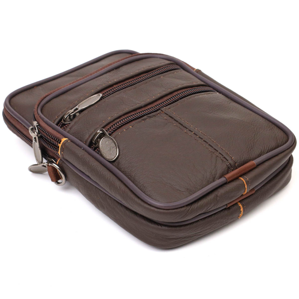 Сумка Vintage На пояс з натуральної шкіри Коричнева (21482)